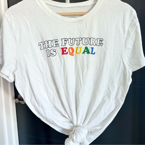 Prince Peter Collection Women's White Short-Sleeve The FUTURE is Equal Tee Shirt - Picture 2 of 4